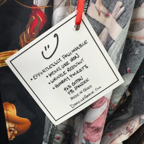 Danielle Amelie Dress XL Black Western Cowgirl Rockabilly Novelty Pinup Cactus - Picture 11 of 14